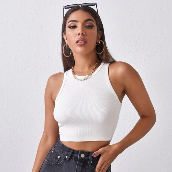 SHEIN Tops - ☀️ Shein White Ribbed Muscle Tank Top
